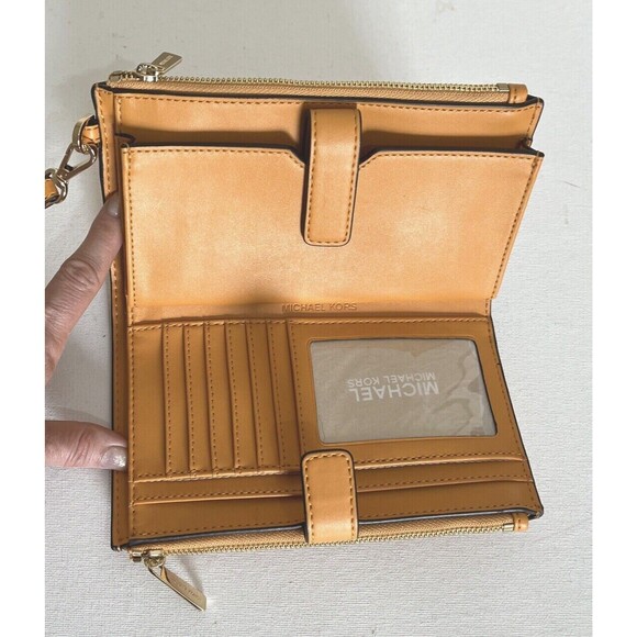 New Michael Kors Jet Set Travel Double Zip Wristlet Wallet Honeycomb Multi - Picture 6 of 7